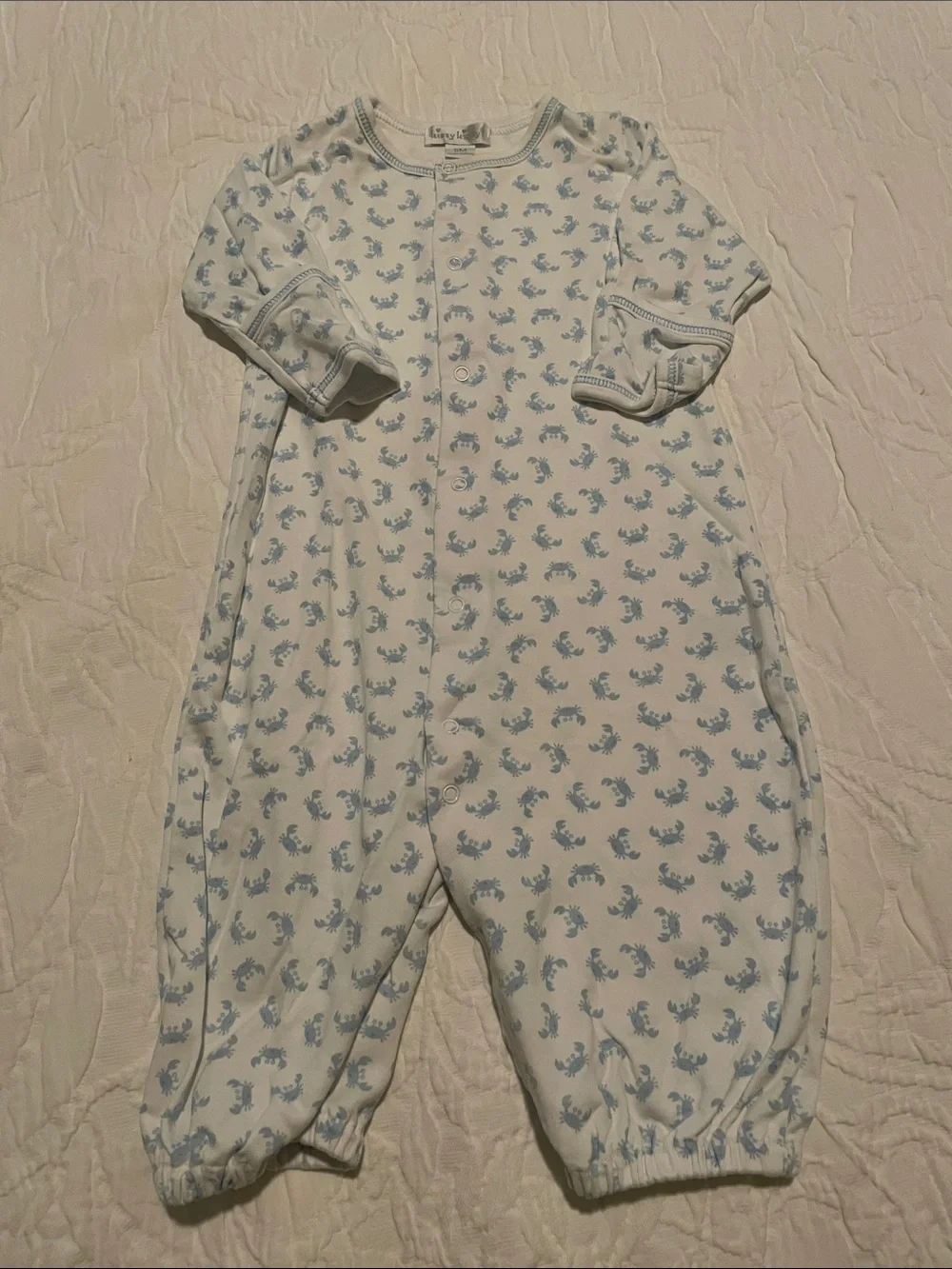 Kissy Kissy White Footie with Light Blue Crab Print